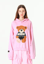 Sudadera con capucha con parche Teddy de canvas en el frontal | MWM [PS_COLORS:PINK]