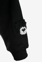 Sudadera corta con capucha de mujer TEDDY Mike Bag con gran parche frontal y detalles en mangas | MWM [PS_COLORS:BLACK]
