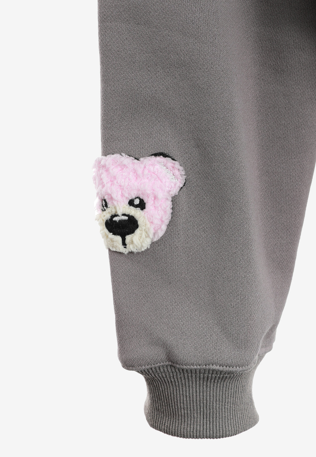 Sudadera corta con capucha de mujer TEDDY Mike Bag con gran parche frontal y detalles en mangas | MWM [PS_COLORS:GREY]