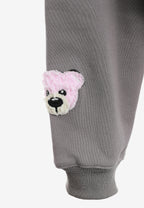 Sudadera corta con capucha de mujer TEDDY Mike Bag con gran parche frontal y detalles en mangas | MWM [PS_COLORS:GREY]