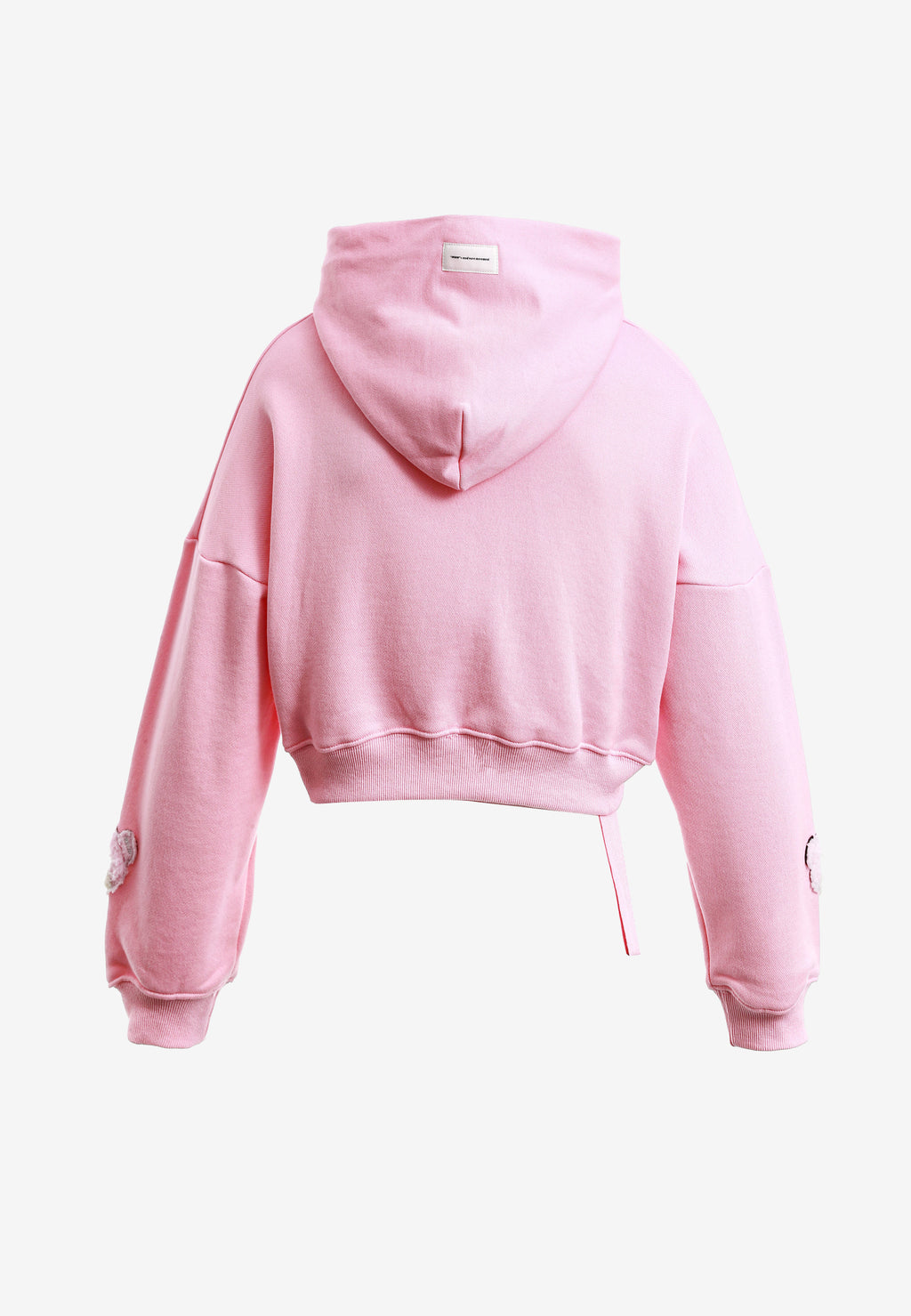 Sudadera corta con capucha de mujer TEDDY Mike Bag con gran parche frontal y detalles en mangas | MWM [PS_COLORS:PINK]