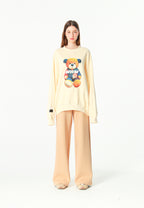 Sudadera TEDDY de corte relajado con print patchwork 3D en el frontal | MWM [PS_COLORS:BEIGE]