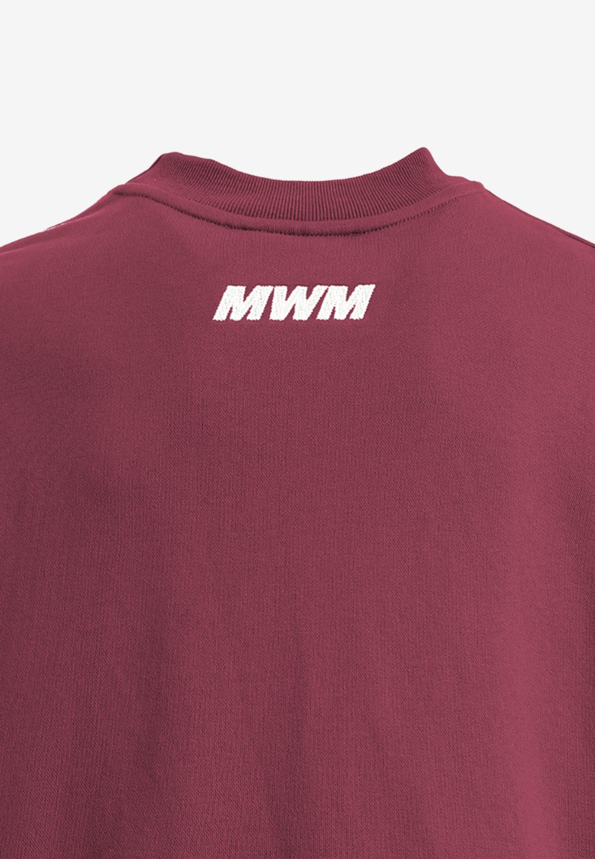 Sudadera TEDDY de corte relajado con print patchwork 3D en el frontal | MWM [PS_COLORS:BURGUNDY]