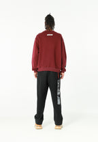 Sudadera TEDDY de corte relajado con print patchwork 3D en el frontal | MWM [PS_COLORS:BURGUNDY]