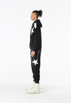 Sudadera con capucha Wings de corte relajado con estrellas frontales y alas en la espalda | MWM [PS_COLORS:BLACK]