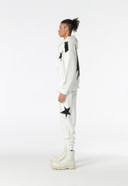 Sudadera con capucha Wings de corte relajado con estrellas frontales y alas en la espalda | MWM [PS_COLORS:WHITE]