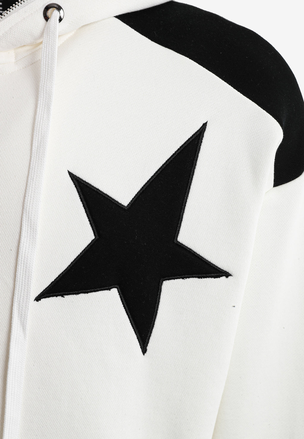 Sudadera con capucha Wings de corte relajado con estrellas frontales y alas en la espalda | MWM [PS_COLORS:WHITE]