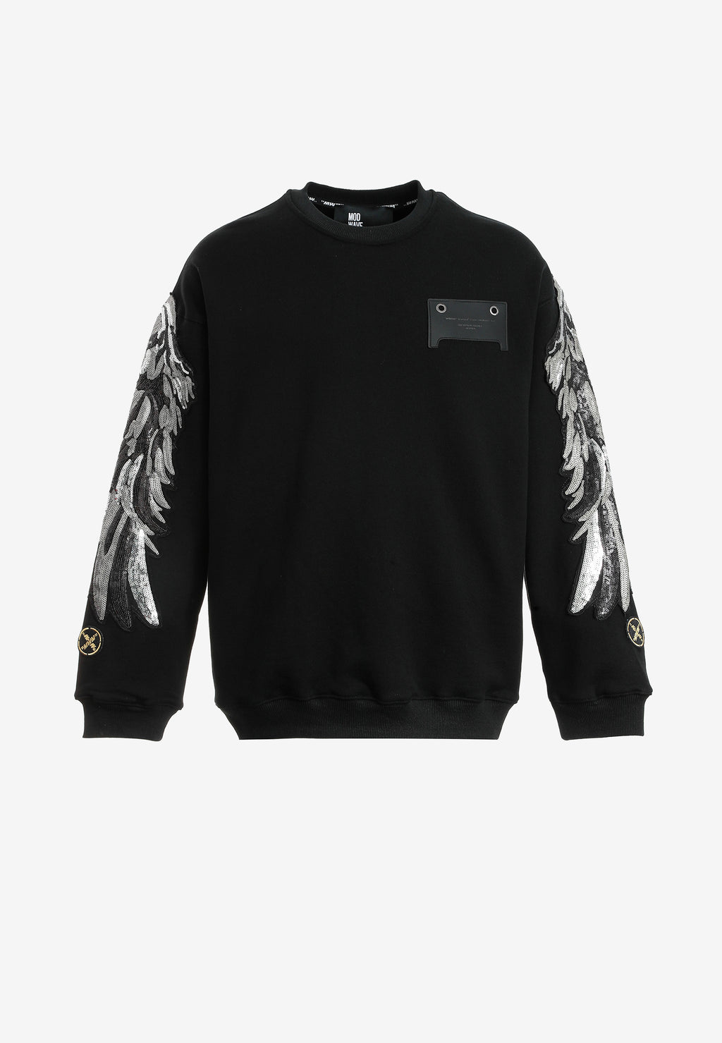 Sudadera Wings de corte relajado con alas de tachuelas en hombros y mangas | MWM [PS_COLORS:BLACK]