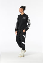 Sudadera Wings de corte relajado con alas de tachuelas en hombros y mangas | MWM [PS_COLORS:BLACK]
