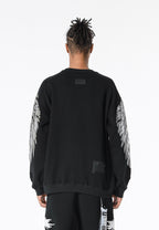 Sudadera Wings de corte relajado con alas de tachuelas en hombros y mangas | MWM [PS_COLORS:BLACK]