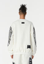 Sudadera Wings de corte relajado con alas de tachuelas en hombros y mangas | MWM [PS_COLORS:WHITE]
