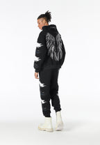Sudadera con capucha Wings de corte relajado con Mini Wings en mangas y alas de strass en la espalda | MWM [PS_COLORS:BLACK]