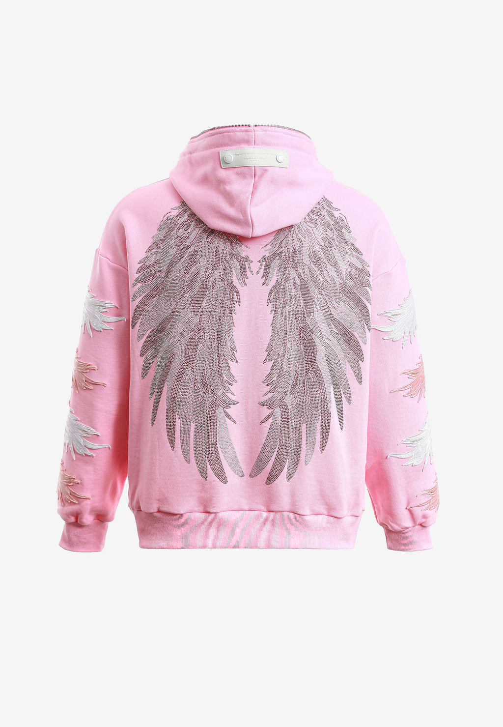 Sudadera con capucha Wings de corte relajado con Mini Wings en mangas y alas de strass en la espalda | MWM [PS_COLORS:PINK]
