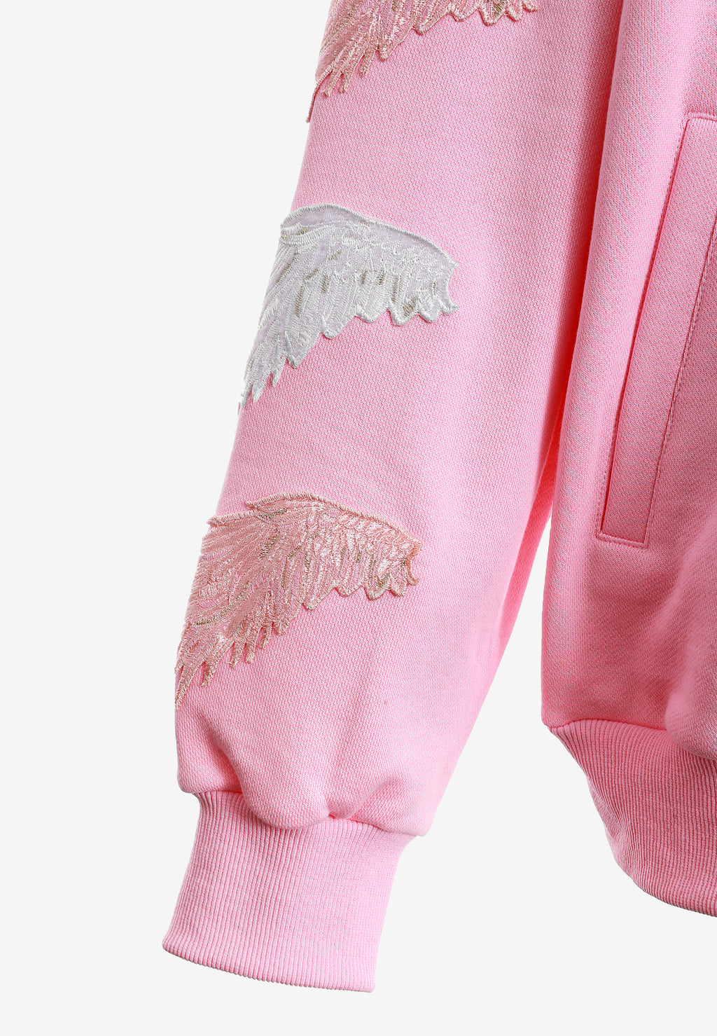 Sudadera con capucha Wings de corte relajado con Mini Wings en mangas y alas de strass en la espalda | MWM [PS_COLORS:PINK]