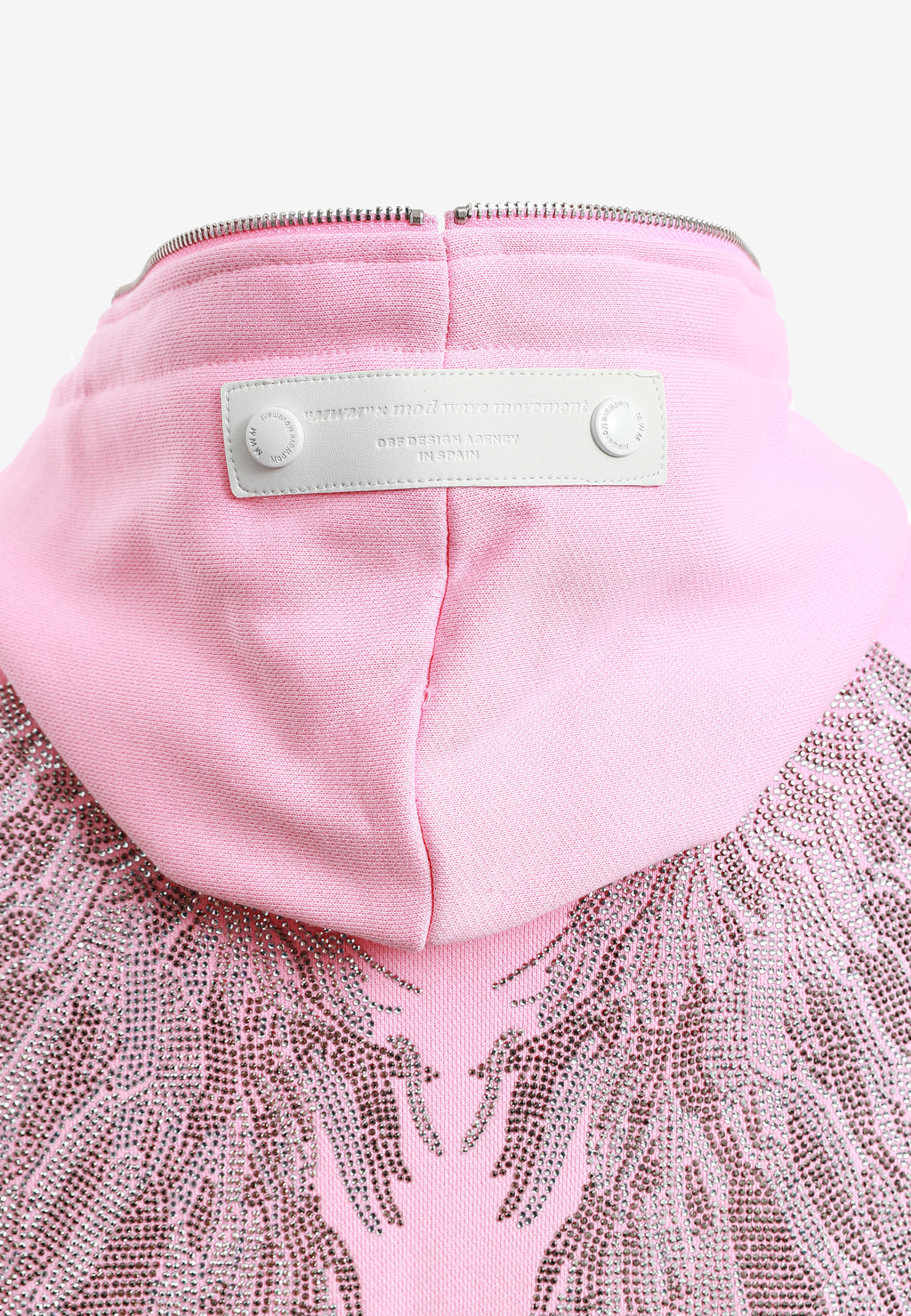 Sudadera con capucha Wings de corte relajado con Mini Wings en mangas y alas de strass en la espalda | MWM [PS_COLORS:PINK]