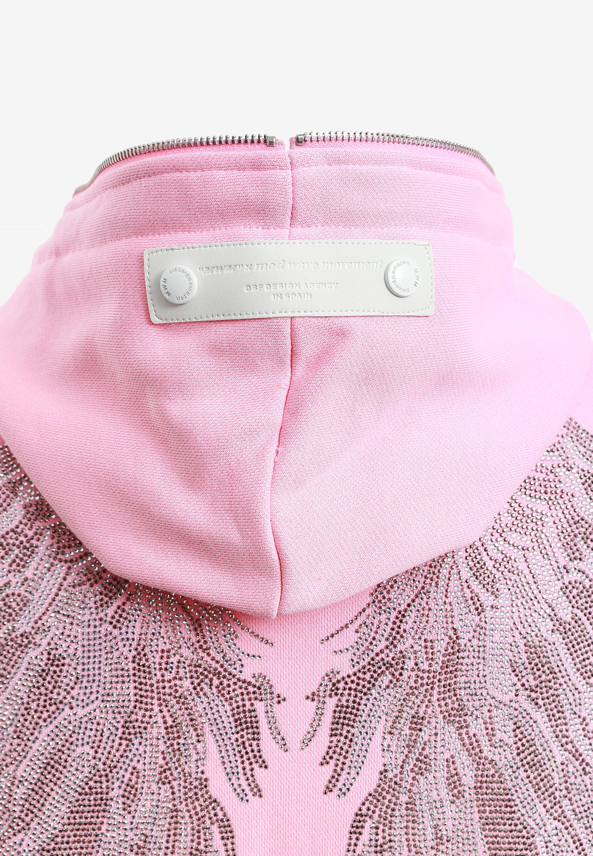 Sudadera con capucha Wings de corte relajado con Mini Wings en mangas y alas de strass en la espalda | MWM [PS_COLORS:PINK]