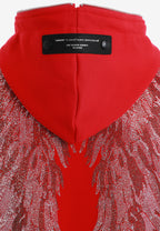 Sudadera con capucha Wings de corte relajado con Mini Wings en mangas y alas de strass en la espalda | MWM [PS_COLORS:RED]