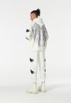 Sudadera con capucha Wings de corte relajado con Mini Wings en mangas y alas de strass en la espalda | MWM [PS_COLORS:WHITE]