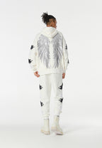 Sudadera con capucha Wings de corte relajado con Mini Wings en mangas y alas de strass en la espalda | MWM [PS_COLORS:WHITE]