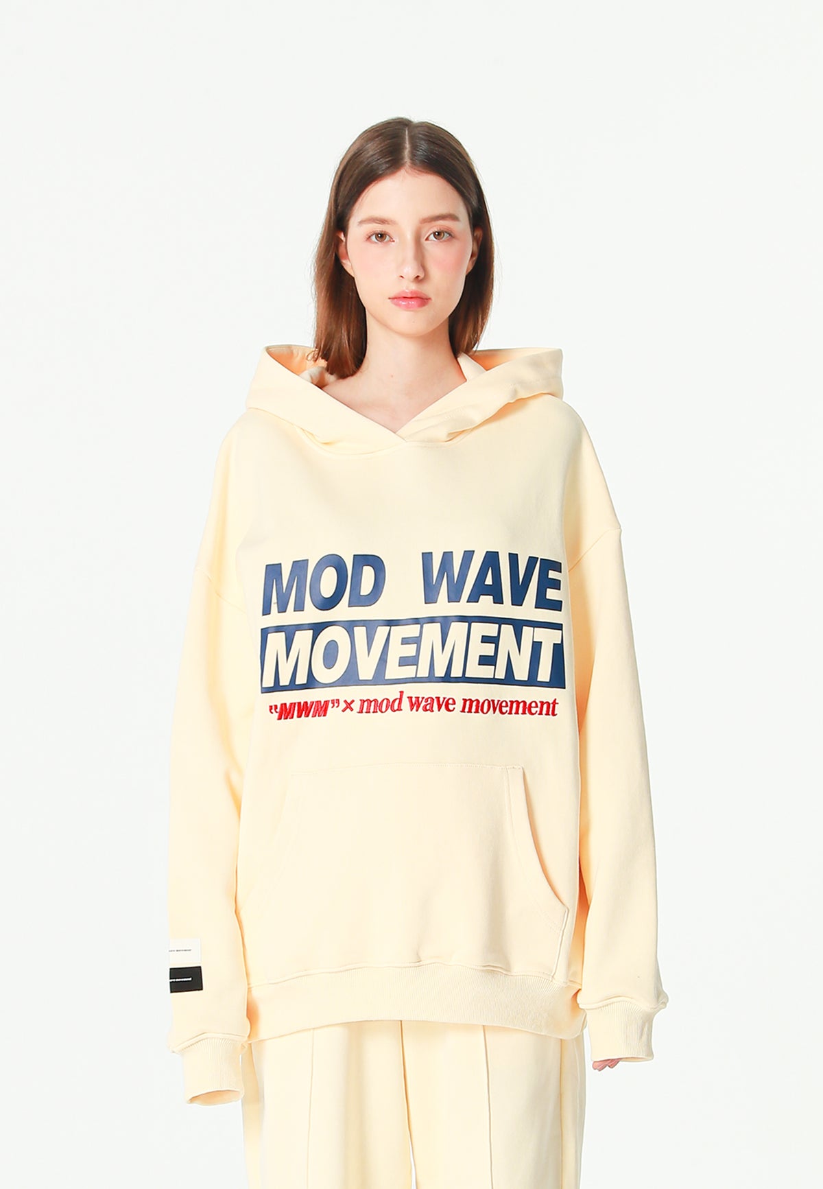 Sudadera con capucha TEDDY de corte regular con bordado frontal y print Streetwear Dog en la espalda | MWM [PS_COLORS:ECRU]