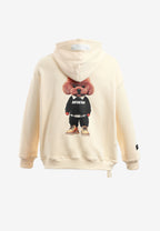 Sudadera con capucha TEDDY de corte regular con bordado frontal y print Streetwear Dog en la espalda | MWM [PS_COLORS:ECRU]