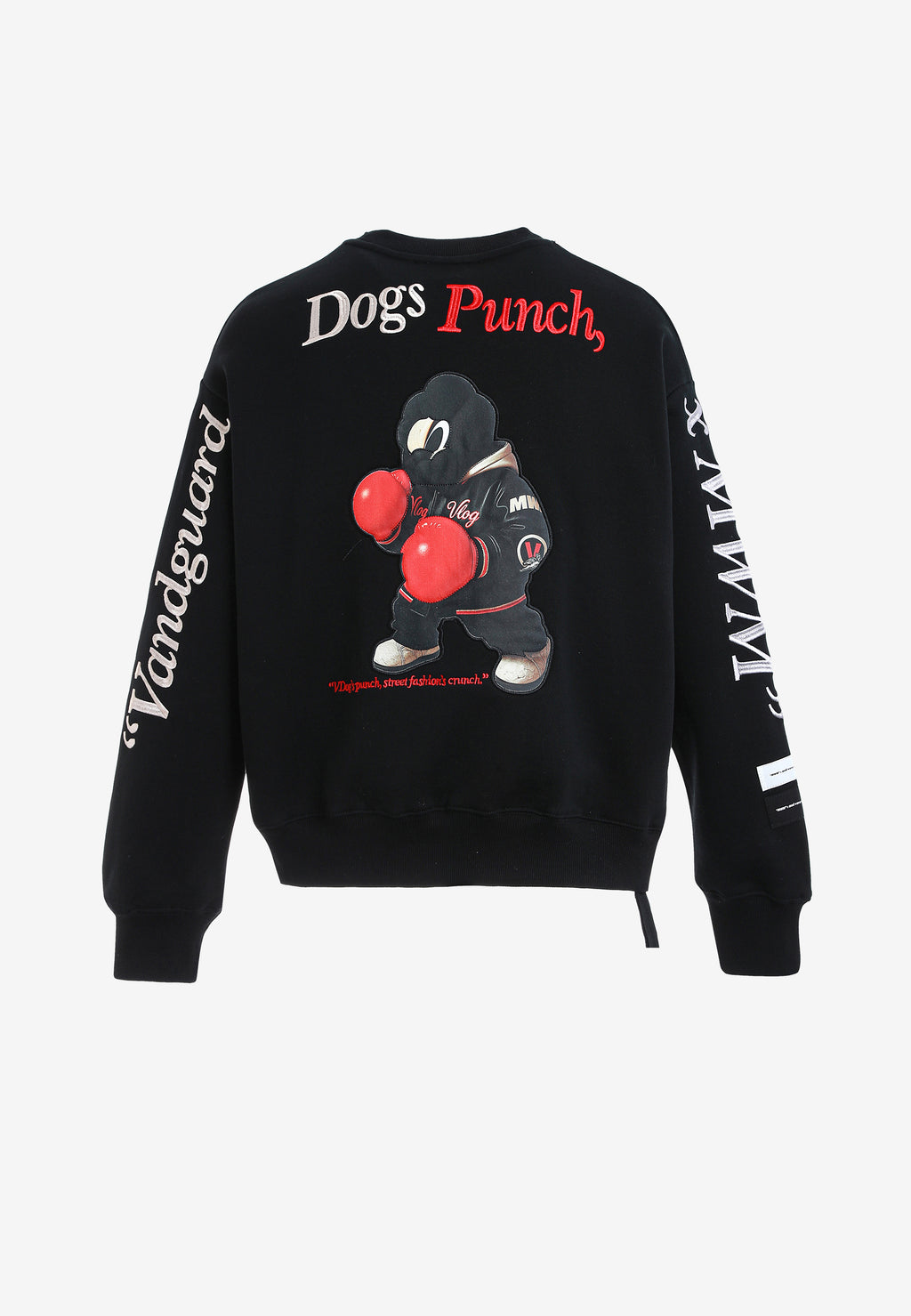 Sudadera oversize Vanguard Dogs Punch con print 3D de boxeo en espalda y mangas | MWM [PS_COLORS:BLACK]