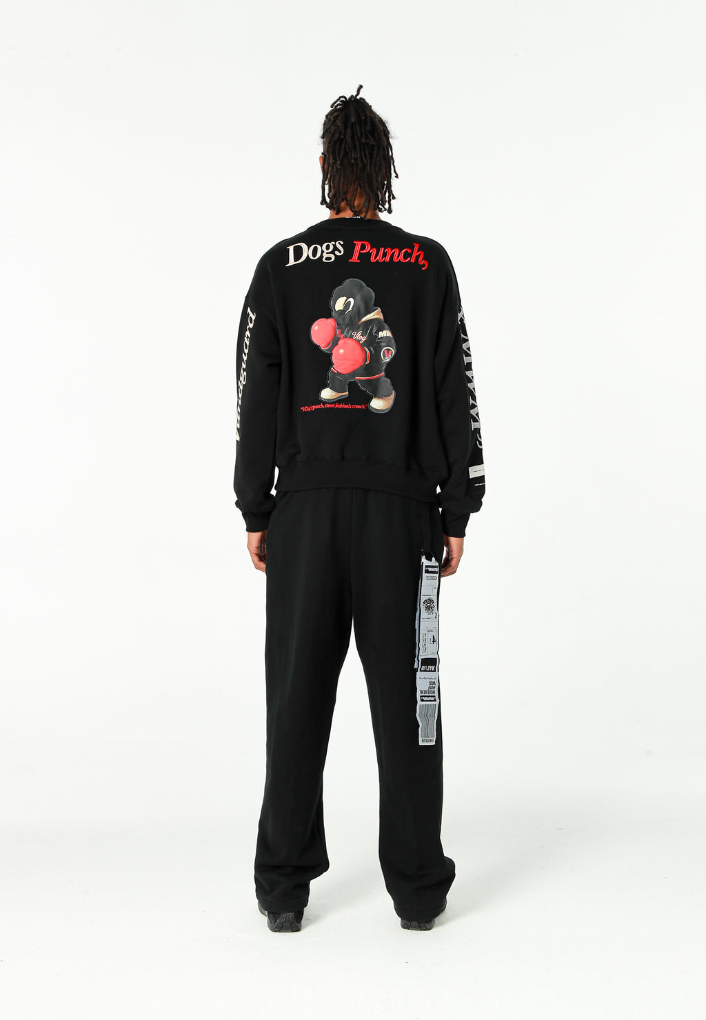 Sudadera oversize Vanguard Dogs Punch con print 3D de boxeo en espalda y mangas | MWM [PS_COLORS:BLACK]