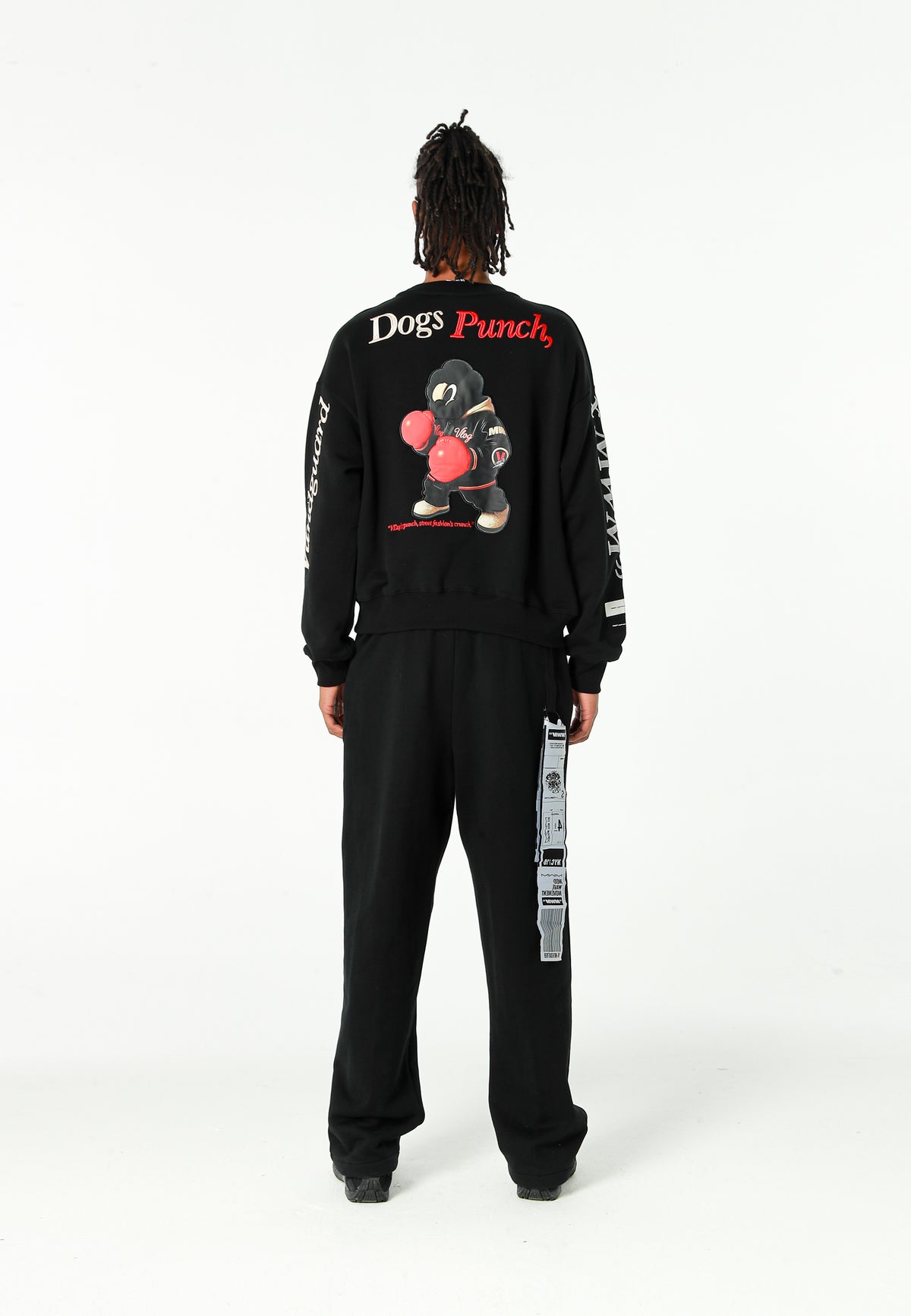Sudadera oversize Vanguard Dogs Punch con print 3D de boxeo en espalda y mangas | MWM [PS_COLORS:BLACK]