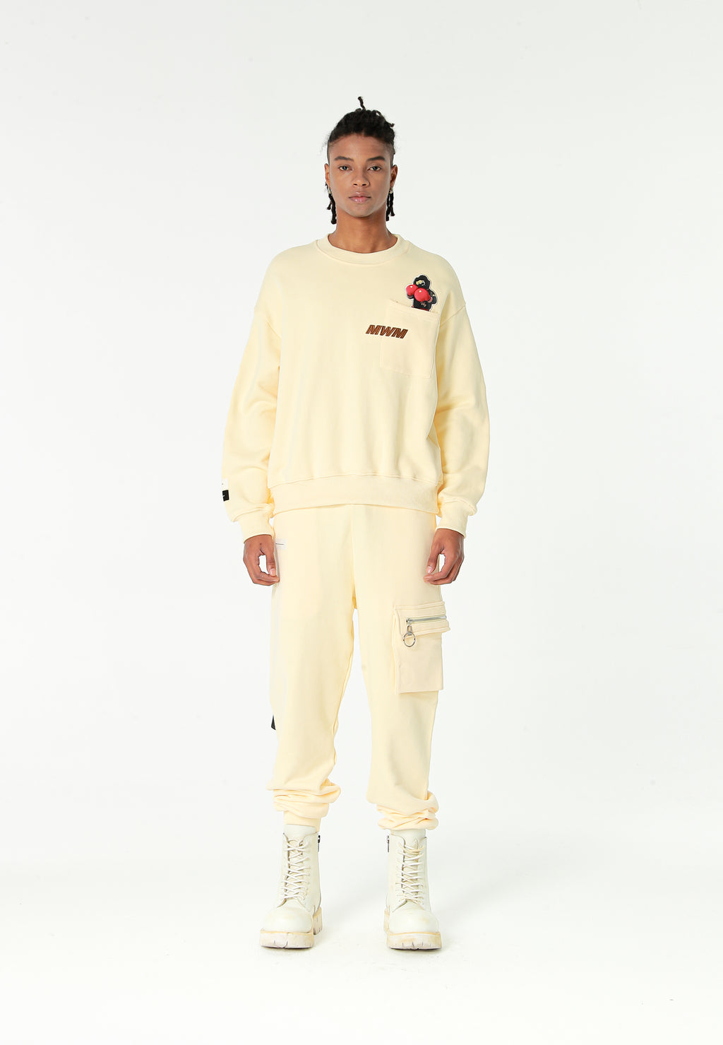 Sudadera oversize Vanguard Dogs Punch con print 3D de boxeo en espalda y mangas | MWM [PS_COLORS:WHITE]