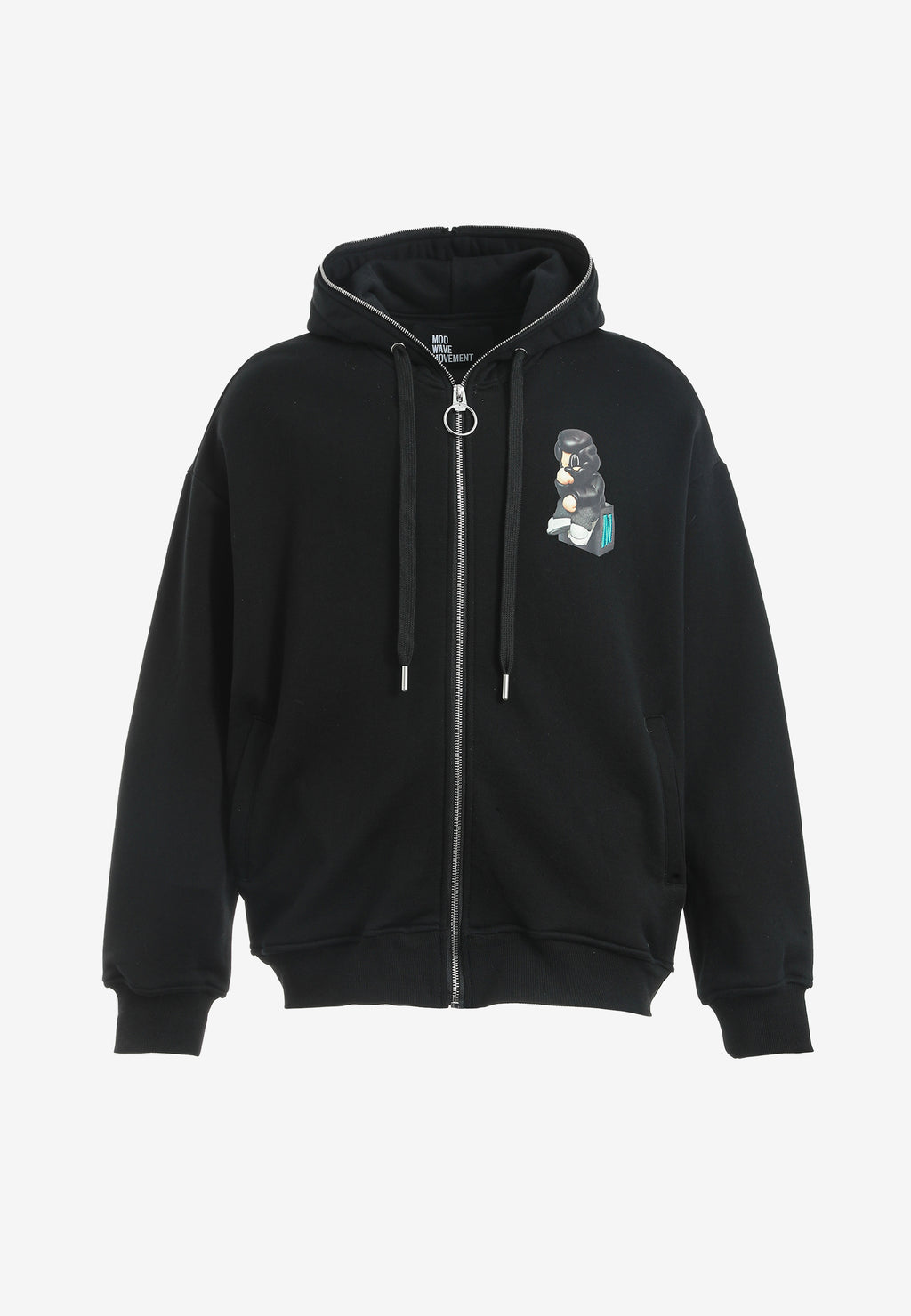 Sudadera con capucha Vanguard Dogs Thinker con cremallera, print y frases bordadas | MWM [PS_COLORS:BLACK]
