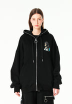 Sudadera con capucha Vanguard Dogs Thinker con cremallera, print y frases bordadas | MWM [PS_COLORS:BLACK]