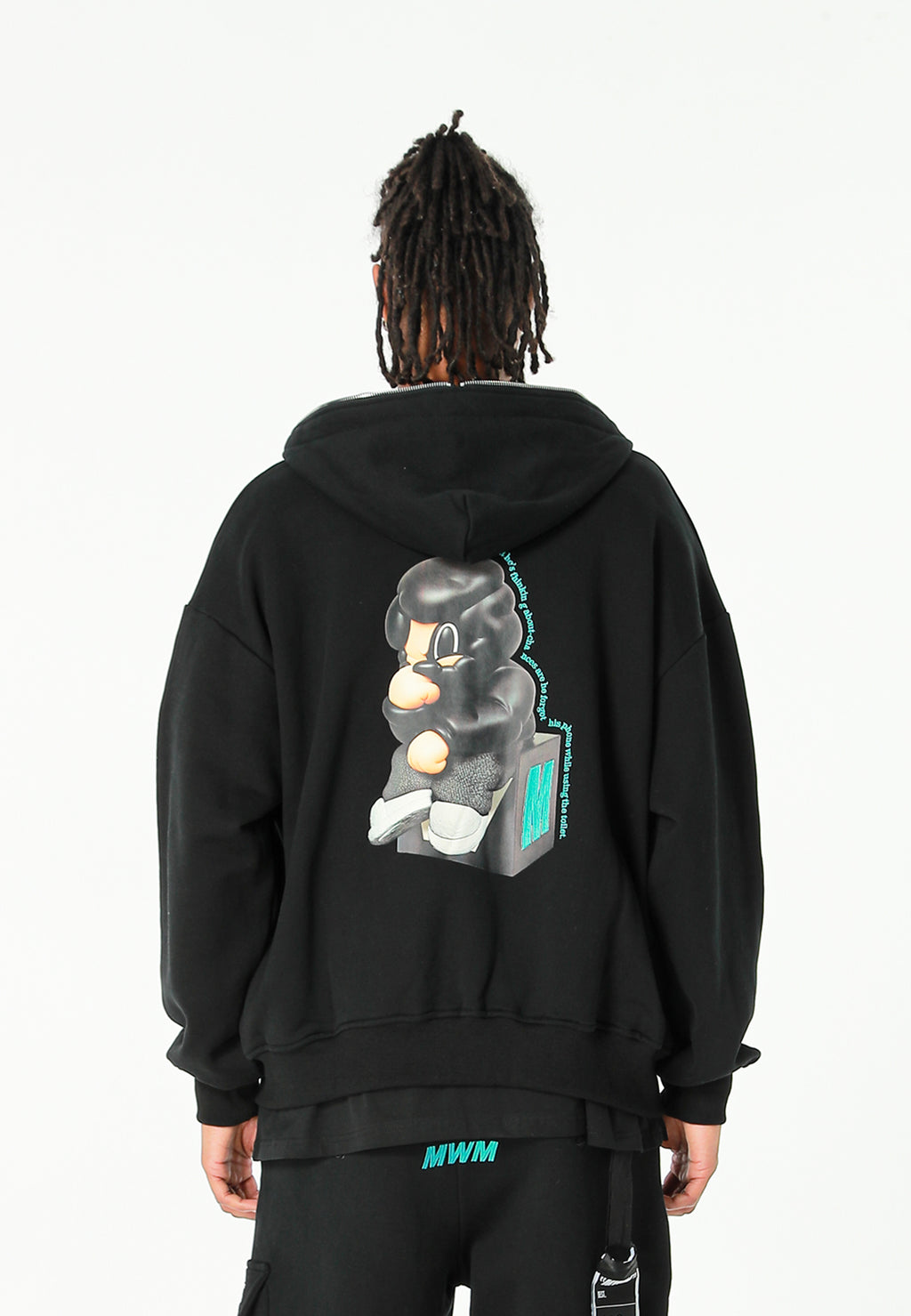 Sudadera con capucha Vanguard Dogs Thinker con cremallera, print y frases bordadas | MWM [PS_COLORS:BLACK]