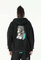 Sudadera con capucha Vanguard Dogs Thinker con cremallera, print y frases bordadas | MWM [PS_COLORS:BLACK]