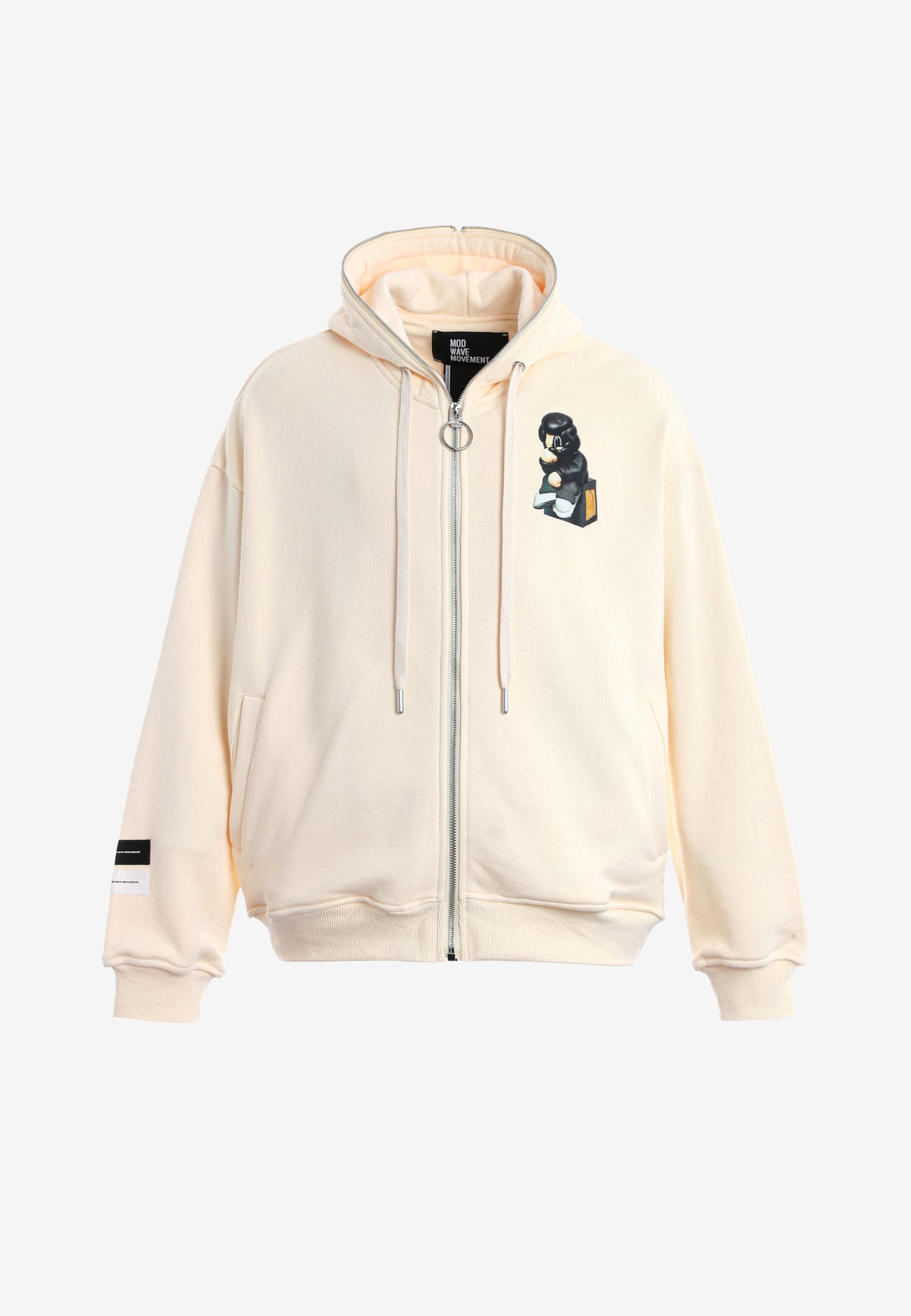 Sudadera con capucha Vanguard Dogs Thinker con cremallera, print y frases bordadas | MWM [PS_COLORS:ECRU]