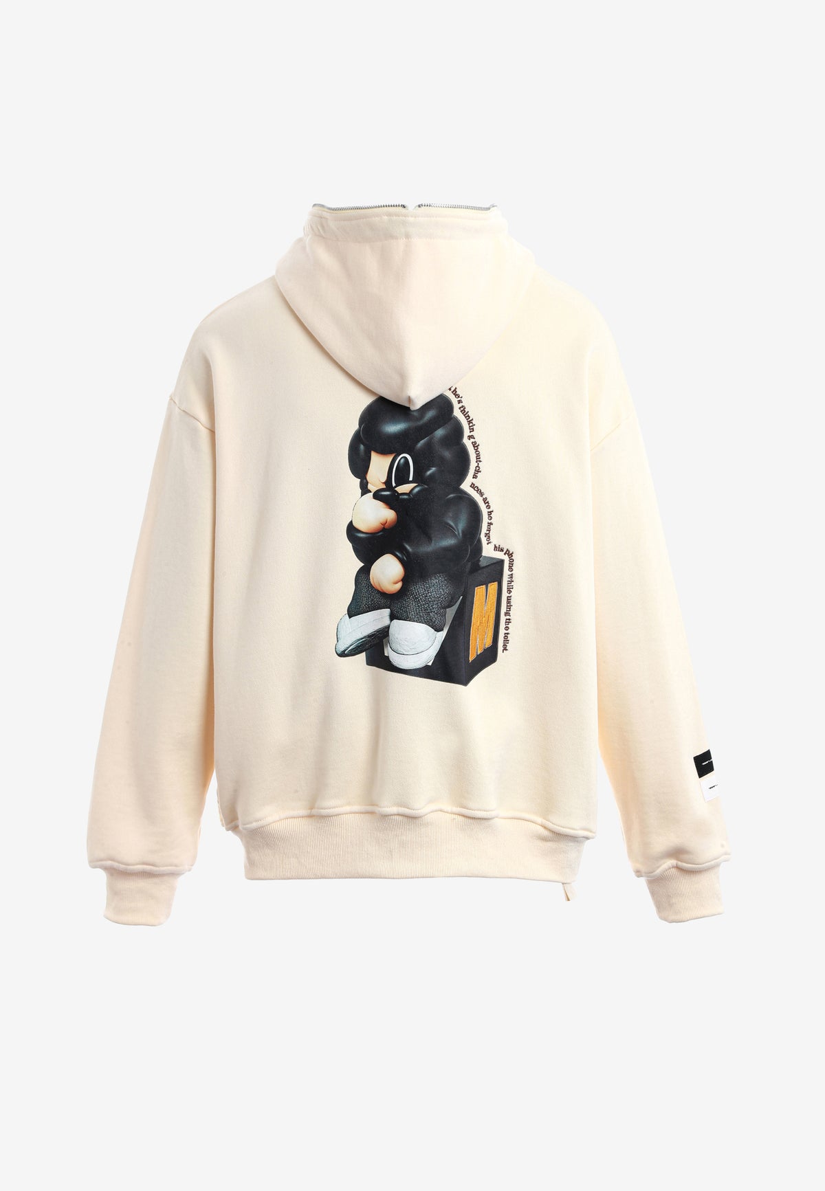 Sudadera con capucha Vanguard Dogs Thinker con cremallera, print y frases bordadas | MWM [PS_COLORS:ECRU]