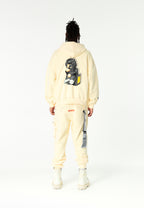 Sudadera con capucha Vanguard Dogs Thinker con cremallera, print y frases bordadas | MWM [PS_COLORS:ECRU]