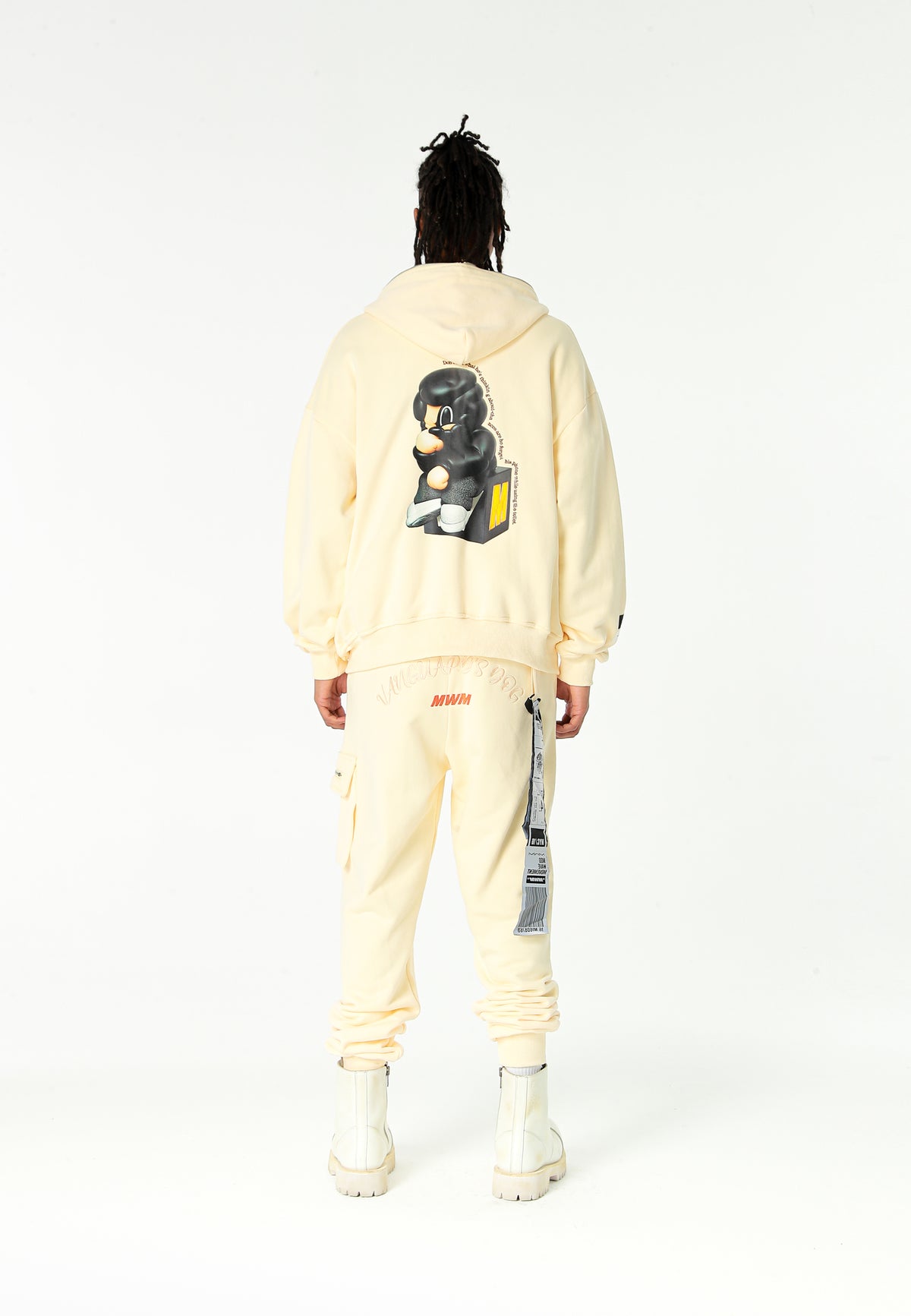Sudadera con capucha Vanguard Dogs Thinker con cremallera, print y frases bordadas | MWM [PS_COLORS:ECRU]