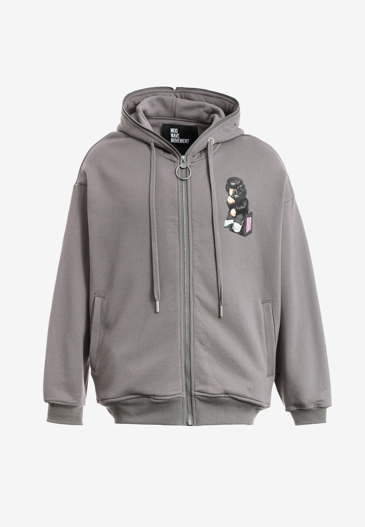 Sudadera con capucha Vanguard Dogs Thinker con cremallera, print y frases bordadas | MWM [PS_COLORS:GREY]