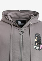 Sudadera con capucha Vanguard Dogs Thinker con cremallera, print y frases bordadas | MWM [PS_COLORS:GREY]