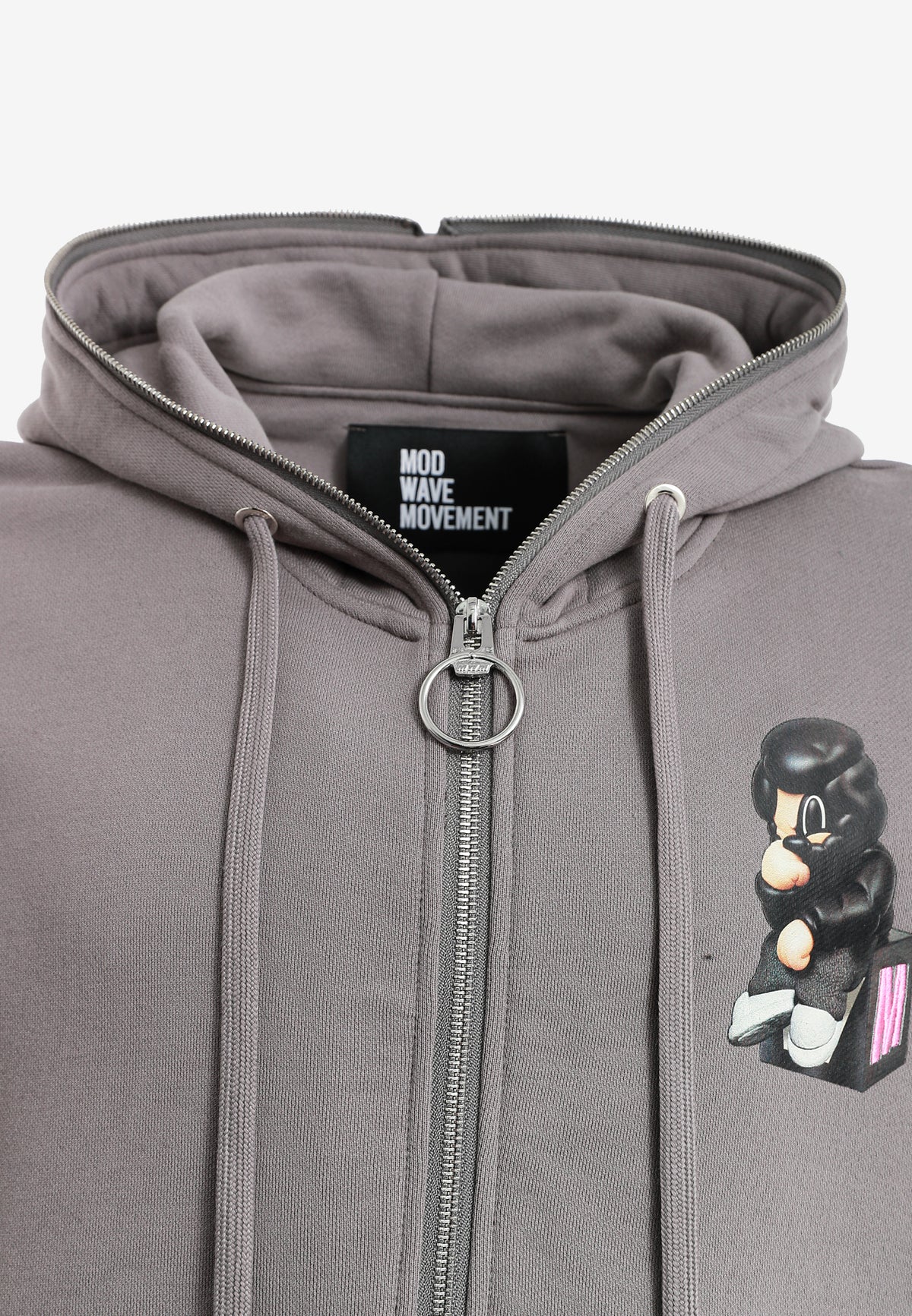 Sudadera con capucha Vanguard Dogs Thinker con cremallera, print y frases bordadas | MWM [PS_COLORS:GREY]