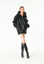 Chaqueta Bomber con capucha y X de cordones cruzados | MWM [PS_COLORS:BLACK]