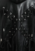 Chaqueta Bomber con capucha y X de cordones cruzados | MWM [PS_COLORS:BLACK]