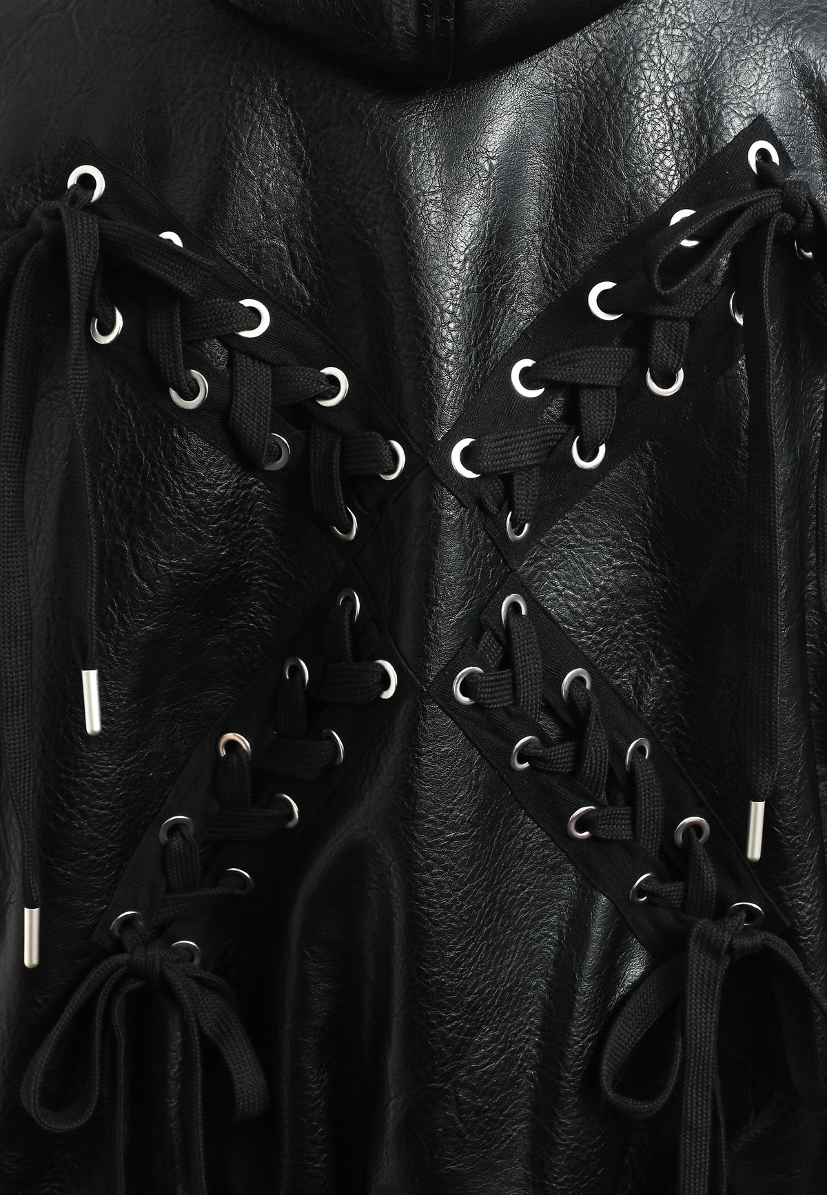 Chaqueta Bomber con capucha y X de cordones cruzados | MWM [PS_COLORS:BLACK]