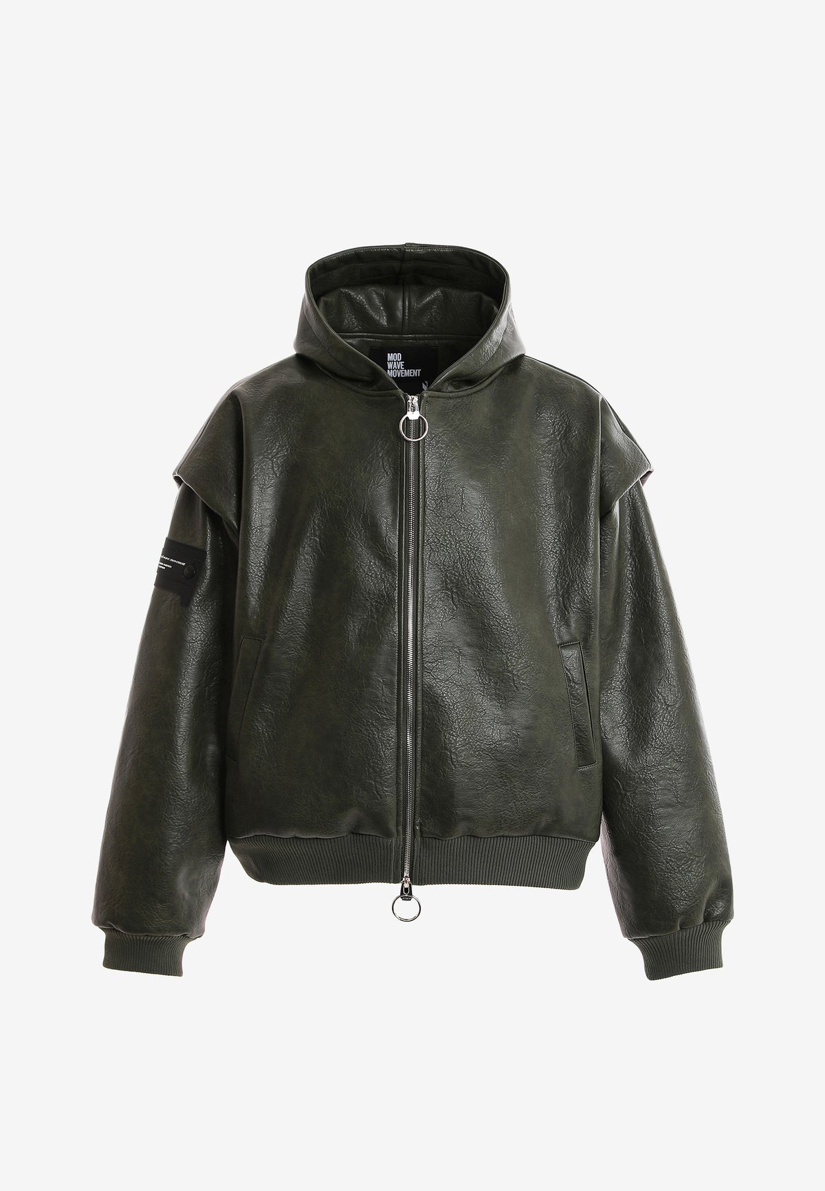 Chaqueta Bomber con capucha y X de cordones cruzados | MWM [PS_COLORS:GREEN]