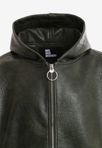 Chaqueta Bomber con capucha y X de cordones cruzados | MWM [PS_COLORS:GREEN]