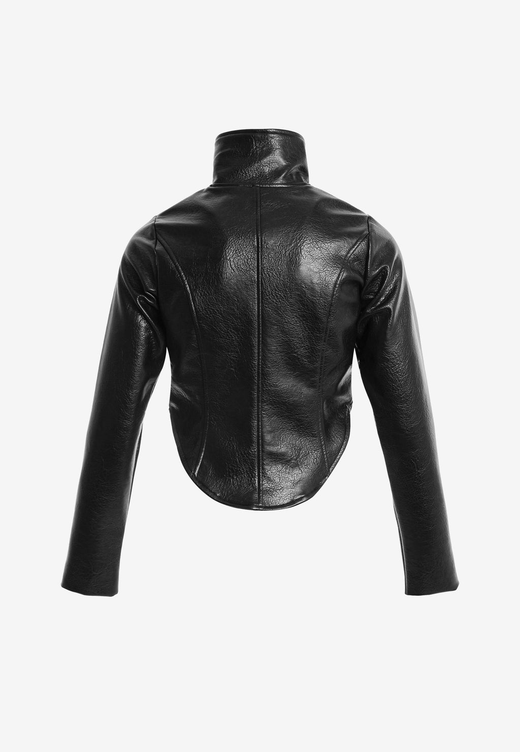 Chaqueta corsé de mujer corta efecto piel con etiqueta en el pecho | MWM [PS_COLORS:BLACK]