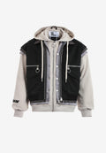 Chaqueta multicapa con capucha, cremallera y paneles superpuestos | MWM [PS_COLORS:BLACK]