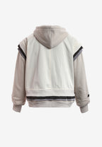 Chaqueta multicapa con capucha, cremallera y paneles superpuestos | MWM [PS_COLORS:ECRU]