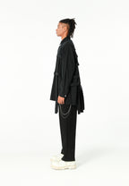 Camisa oversize con diseño entrelazado y motivo circular bordado | MWM [PS_COLORS:BLACK]