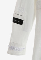 Camisa oversize con diseño entrelazado y motivo circular bordado | MWM [PS_COLORS:WHITE]